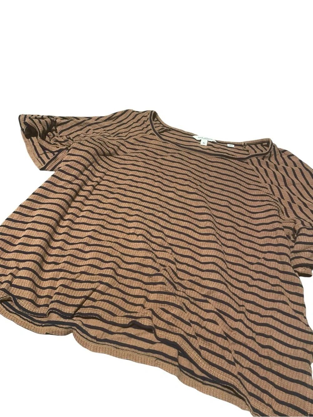Max Studio Brown and Black Striped Women’s Short Sleeve Top size XL
